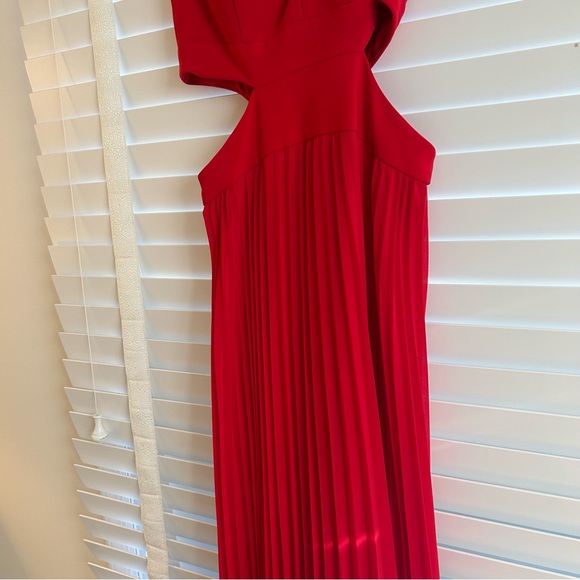 Xscape Formal Gown Sleeveless Red Cutouts Pleated Size 4 - Picture 4 of 10